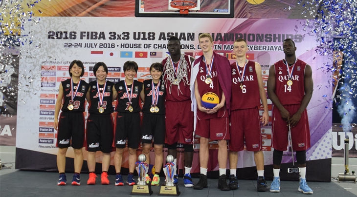 Japan's women and Qatar's men at the FIBA 3x3 U18 Asian Championships