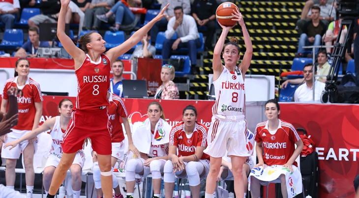 Turkey v Russia, 5th/6th place game, EuroBasket Women 2015; 8 Olcay CAKIR (Turkey)