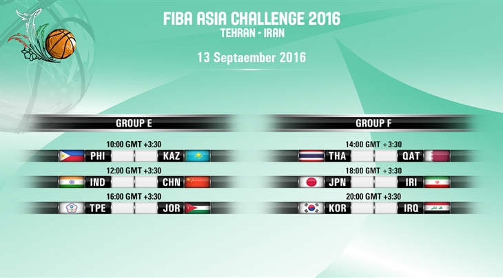 Today's FIBA Asia Challenge Games: Tuesday 13 September