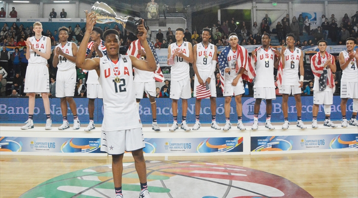 USA celebrate after 2015 FIBA Americas U16 Championship crown