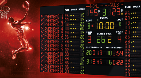 Tableau de scores avec vidéo intégrée certifié FIBA Niveau 1