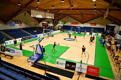 A general view of players warming up